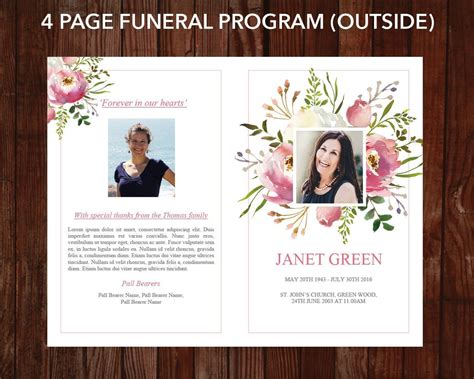 Pages Funeral Program Template