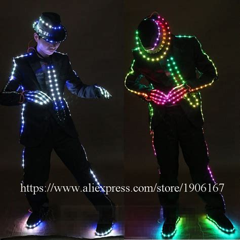 Rgb Led Growing Mj Style Suit Led Luminous Light Up Ballroom Costume