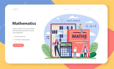 Premium Vector Math School Subject Web Banner Or Landing Page