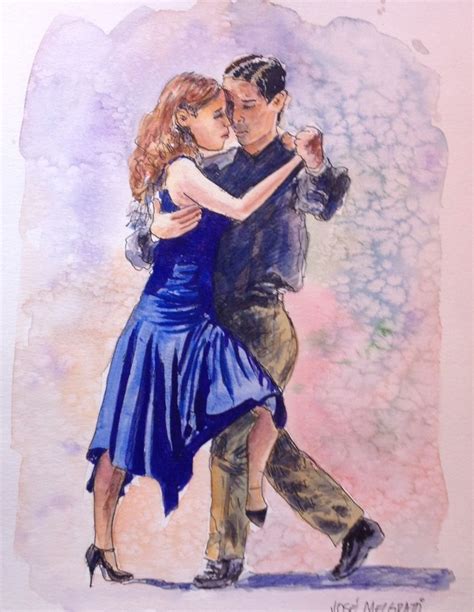 Tango Dancers Buenos Aires Watercolor And Ink Painting Original 12 X 9