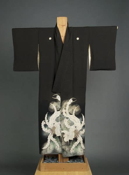 Dark Brown Montsuki Kimono With Phoenix And Pine Collections