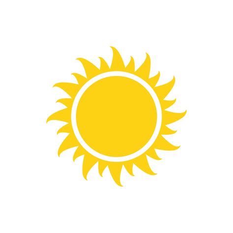 Vector Cartoon Yellow Sun Shining Light Rays To Heat The Summer Isolated On White Background