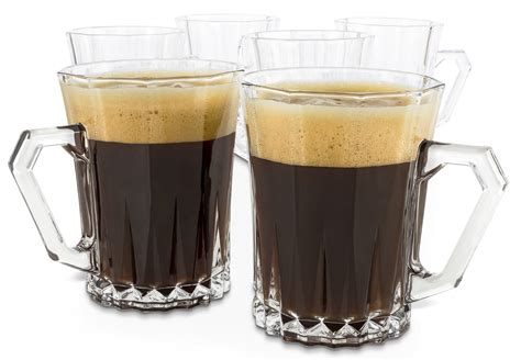 Bezrat Luxury Cappuccino Glass Coffee Tea Cups With Handle Set Of 6