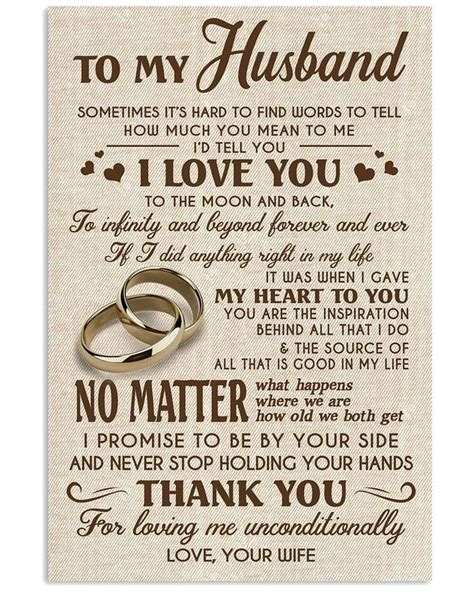Perfect Ts For Husband To My Husband Poster Anniversary Quotes