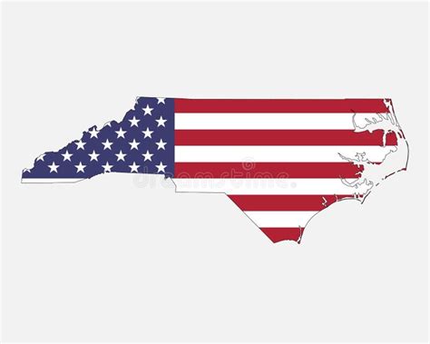 North Carolina Map On American Flag Nc Usa State Map On Us Flag Stock