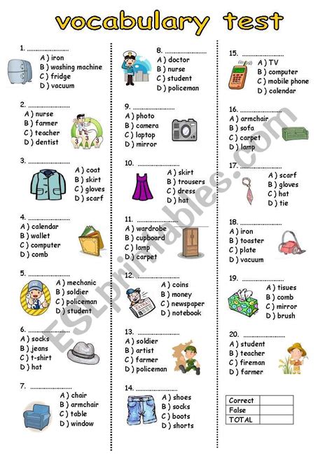 Vocabulary Practice Interactive Worksheet Vocabulary Test Worksheet