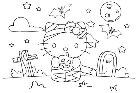 Halloween Hello Kitty Coloring Page Free Printable Coloring Pages