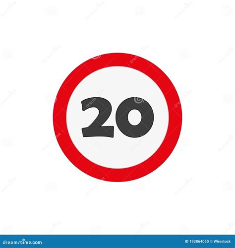 Illustration Of A 20 Maximum Speed Limit Traffic Sign Icon For Web Or