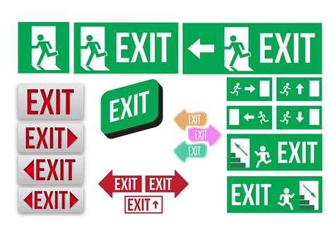 Emergency Exit Sign Collection Vector Download Free Vector Art Stock