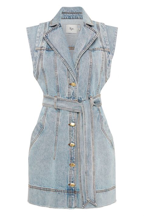 Womens Denim Aje Belmond Denim Vest Dress Blue Wash Tova Lund