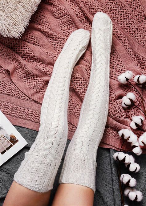 Soft Warm Over Knee Extra Long Knitted Socks Bellelily