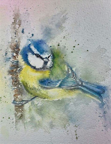 Watercolor Painting Of A Blue Bird