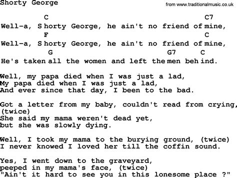 Top 1000 Folk And Old Time Songs Collection Shorty George Lyrics