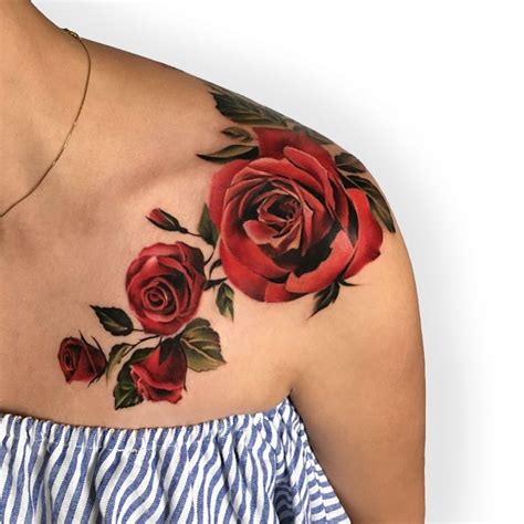 🥀🥀🥀 A Branch Of Roses On The Collarbone Looks Very Stylish Used