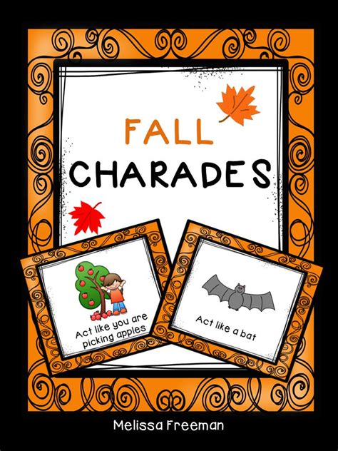 Free Fall Autumn Charades Game Thanksgiving Lesson Plans Halloween