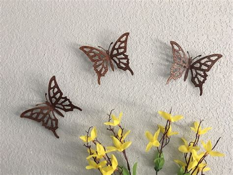 Set Of 3 Butterflies Metal Wall Art Metal Butterflies