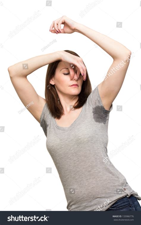 Woman Sweating Very Badly Under Armpit Stock Photo 133986776 Shutterstock