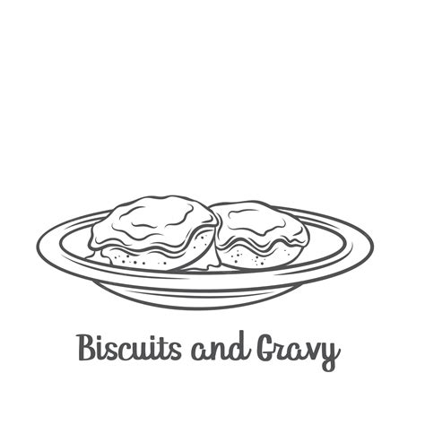 Premium Vector Biscuits And Gravy Outline Icon Drawn American