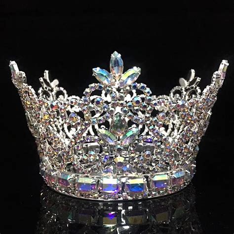 Beauty Ab Crystal Pageant Queen Crownspink Jewelry Tiara Wedding Round