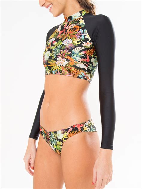 Farm Floral Crop Top Bikini With Long Sleeves Sun Longa
