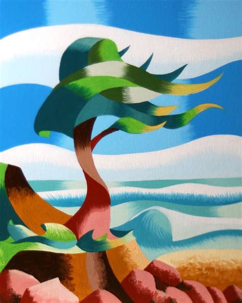 Cypress Painting Abstract Rough Futurist Cypress Tree By Mark Webster