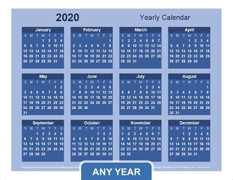 Year Long Calendar Excel Month Calendar Printable