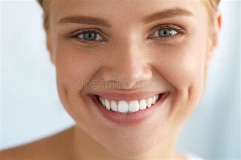 Beautiful Woman With Beauty Face Healthy White Teeth Smiling Stock