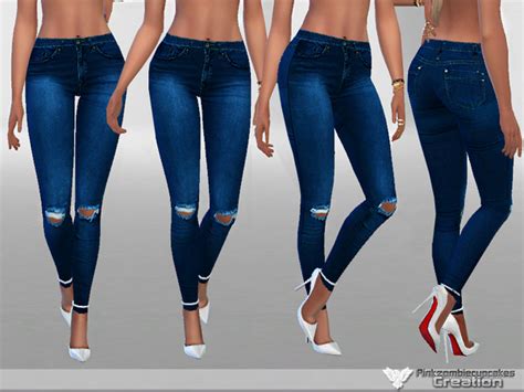 Dark Ripped Denim Jeans By Pinkzombiecupcakes At Tsr Sims 4 Updates
