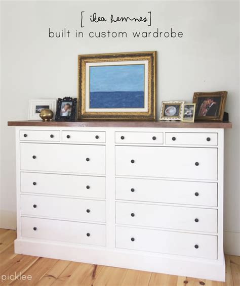 First, we trimmed off the tabletop overhang so that the dressers would sit tightly up against each other. Ikea Hack! Built in Ikea Hemnes Wardrobe Dresser - Picklee