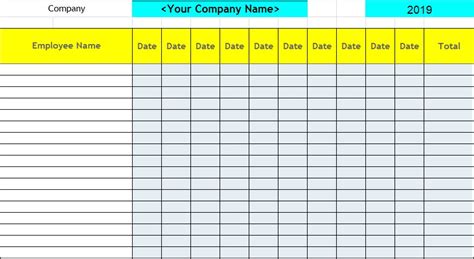 Employee Attendance Record Form Excel Templates