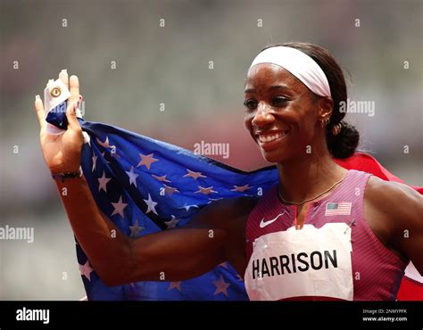 Usas Harrison Kendra Celebrates After Placing 2nd In The Womens 100m Hurdles Final In Tokyo
