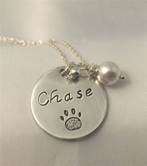 Dog Paw Print Name Necklacependantt Personalized Sterling Silver