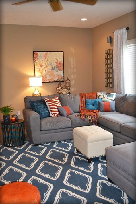 Tan Blue Orange Gray More Living Room Color Schemes Living Room