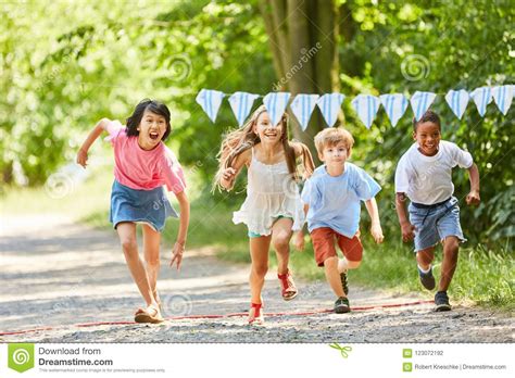 Group Of Kids Makes A Race Stock Photo Image Of Kids 123072192