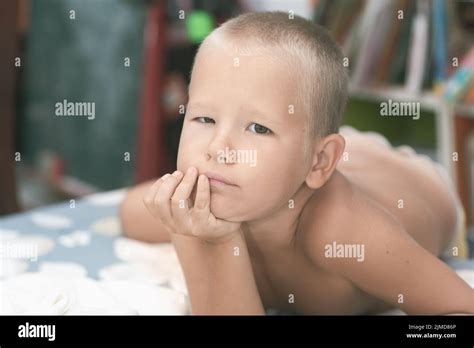 Outdoor Portrait Of Cute Little Boy Stock Photo Alamy