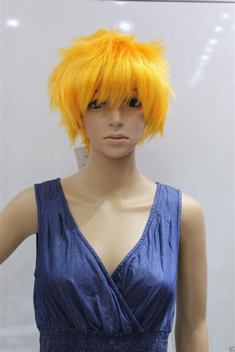 Dxandfy New Cosplay Cos Yellow Orange Short Straight Women S Hair Wig Women Hair Wigs Hair