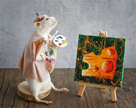 Taxidermy Mouse Rat Rodent The Artist With Easel And Etsy Uk
