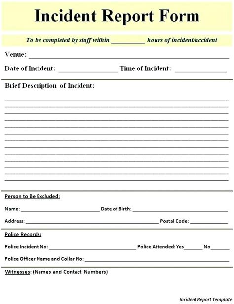 Incident reports also help identify where resources should be focused within the company, take security measures seriously, find solutions to unresolved and usually dismissed problems. Incident Report Form Template Doc (6) - TEMPLATES EXAMPLE ...