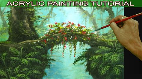 Acrylic Landscape Painting Tutorial Tropical Misty Forest With Hanging
