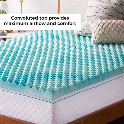 Linenspa Inch Convoluted Gel Swirl Memory Foam Mattress Topper Promotes Airflow Relieves P In