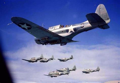 Douglas Sbd Dauntless Formation World War Two Pacific Second World