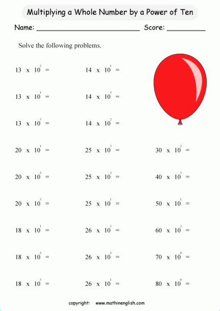 Exponent Worksheet Multiplication And Division