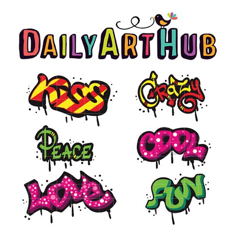 Cool Graffiti Words Clip Art Set Daily Art Hub Graphics Alphabets And Svg