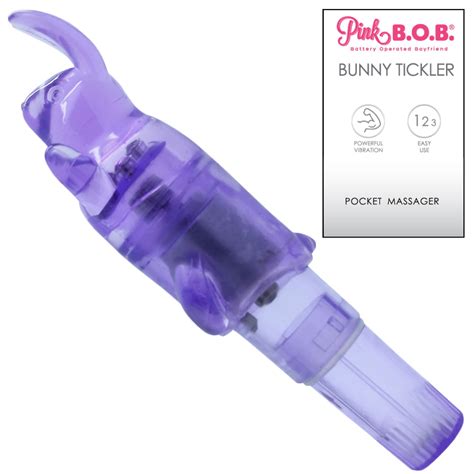 Pink B O B Pocket Rocket Vibrating Mini Massager With Removable Rabbit Sleeve