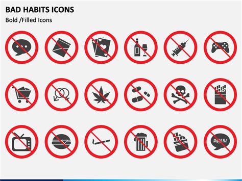 Bad Habits Icons Powerpoint Template Ppt Slides