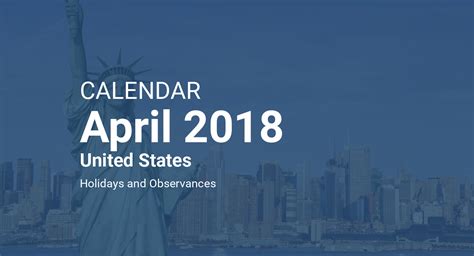 April 2018 Calendar United States
