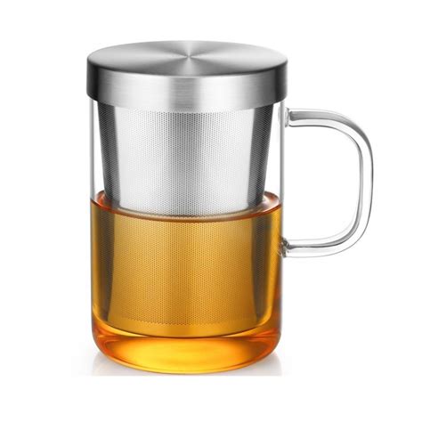Ecooe 450ml Borosilicate Glass Tea Infuser Cup With Lid