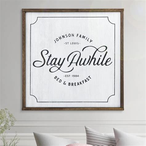 Stay Awhile Hand Painted Wood Sign Modern Farmhouse Custom Etsy