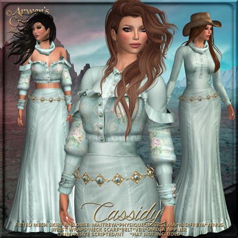 Second Life Marketplace As Cassidy Fitted Mesh Skirt And Top Aqua Western Omega Maitreya