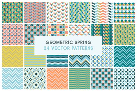 Geometric Spring Seamless Vector Patterns - Mels Brushes